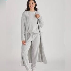 Hammacher Schlemmer Plush Loungewear Cardigan Ribbed Robe Womens Medium